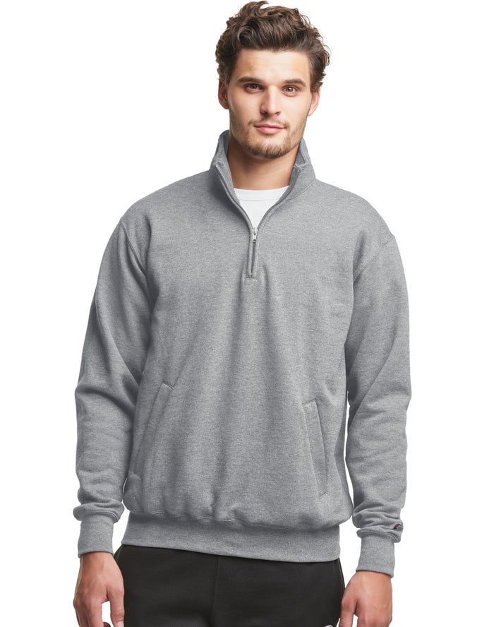 Sudadera Champion Hombre - Powerblend Fleece 1/4 Zip With Pockets ( Gris ) 0863245-JW